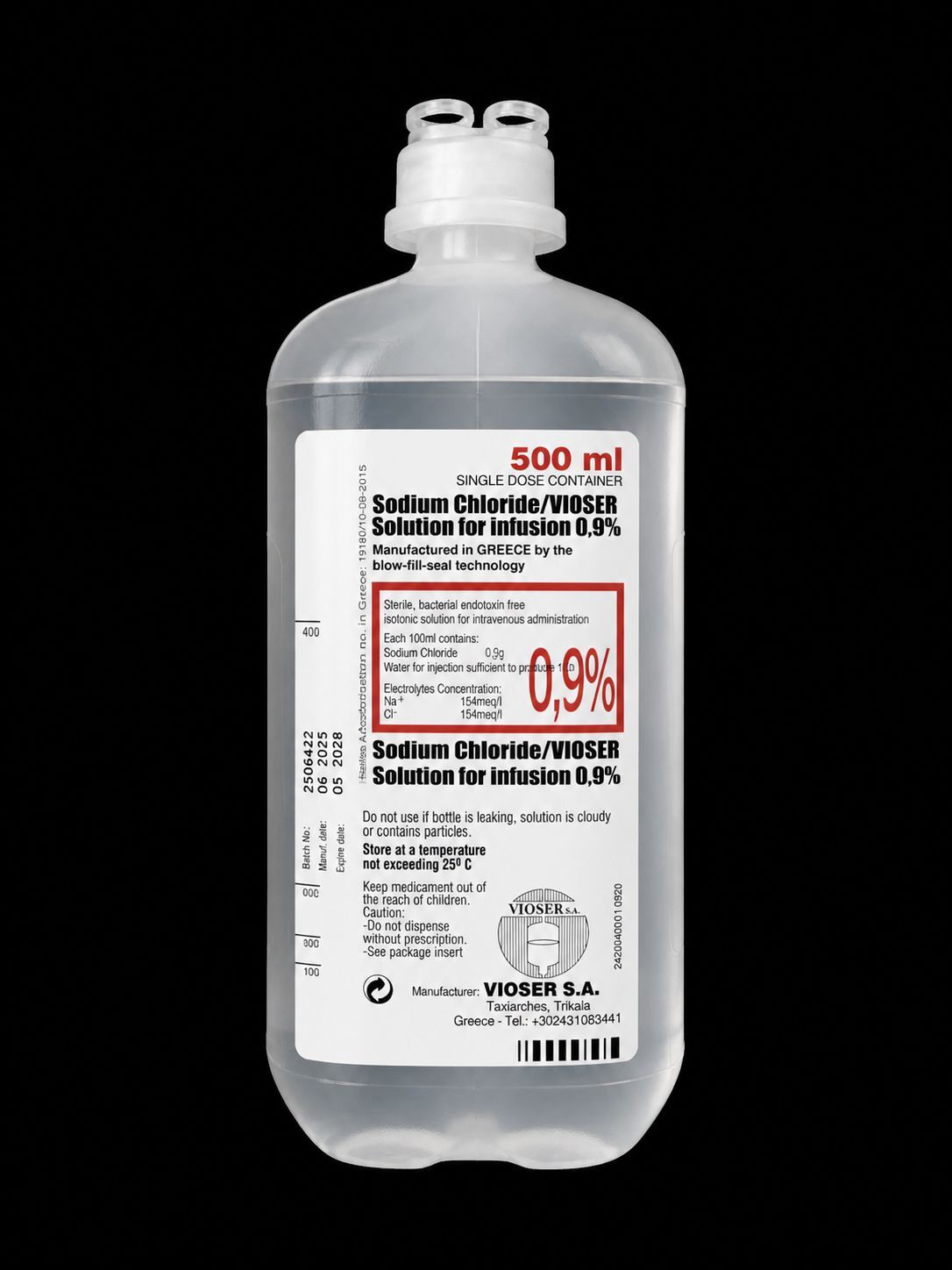 Normal Saline Sodium Chloride 0.9% Solution For Infusion 500Ml